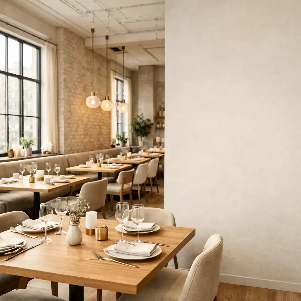 Jasne wnętrze restauracji loftowej