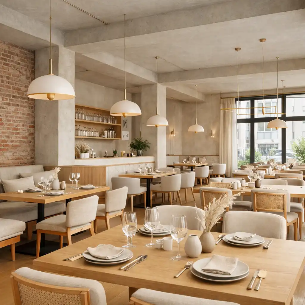 Jasne loftowe wnętrze restauracji